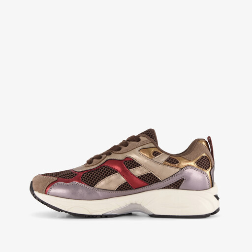 Dames sneakers bruin metallic