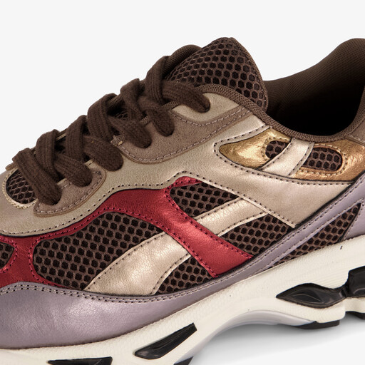 Dames sneakers bruin metallic