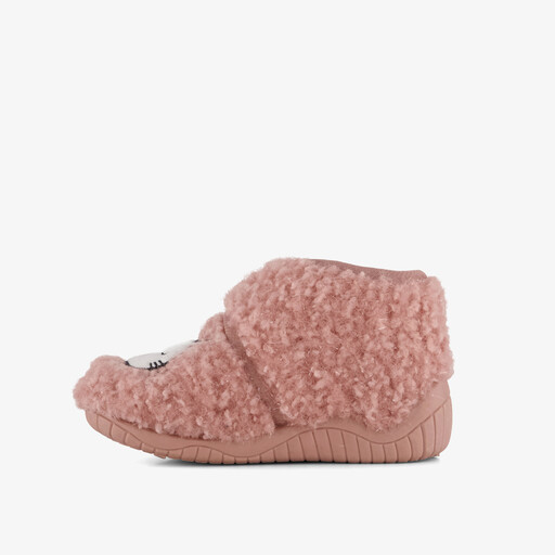 Meisjes teddy pantoffels met kat roze