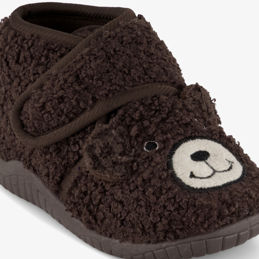 Kinder teddy pantoffels met beer bruin