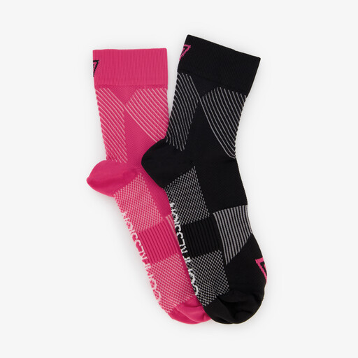 2 paar halflange compressiesokken roze zwart