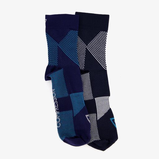2 paar halflange compressiesokken zwart blauw