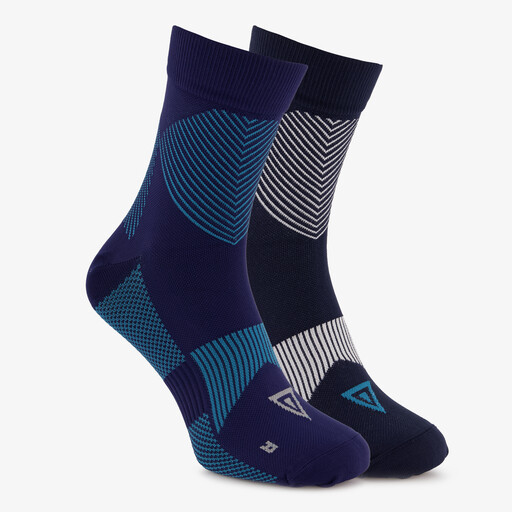 2 paar halflange compressiesokken zwart blauw