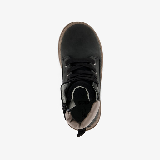 Leren jongens veterboots zwart