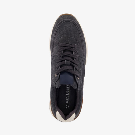 Suede heren sneakers donkerblauw