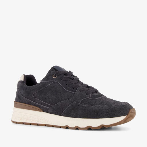 Suede heren sneakers donkerblauw