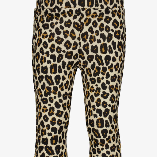 Name It flared meisjes broek met panterprint bruin beige