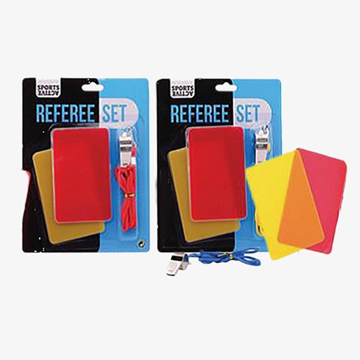 Scheidsrechtersfluitje met kaarten