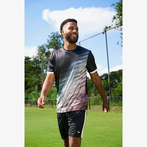 Dry heren voetbal T-shirt met print zwart