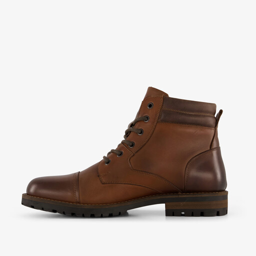 Leren heren veterboots cognac