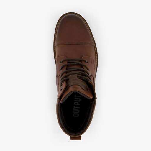 Leren heren veterboots cognac