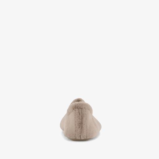Thuis dames pantoffels van imitatiebont beige