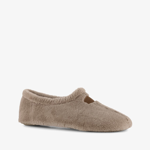 Thuis dames pantoffels van imitatiebont beige