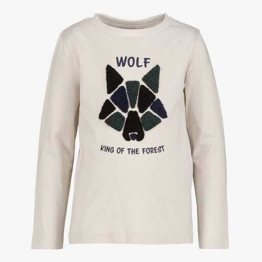 Jongens longsleeve met wolvenkop ecru