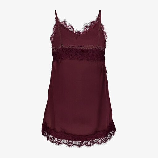 Dames singlet met kant bordeaux rood
