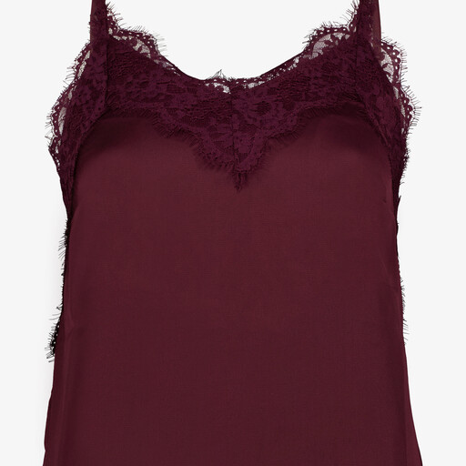 Dames singlet met kant bordeaux rood