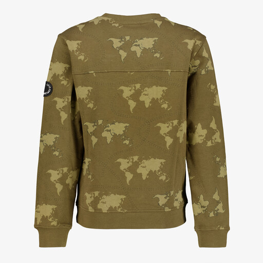 Jongens sweater met print olijfgroen