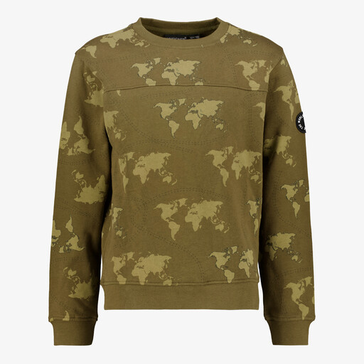 Jongens sweater met print olijfgroen