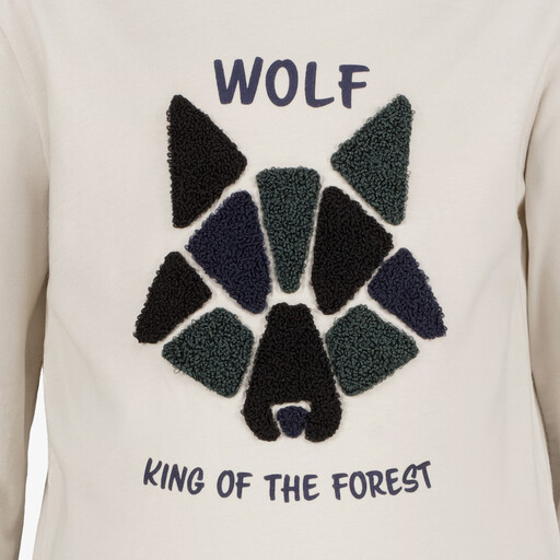 Jongens longsleeve met wolvenkop ecru