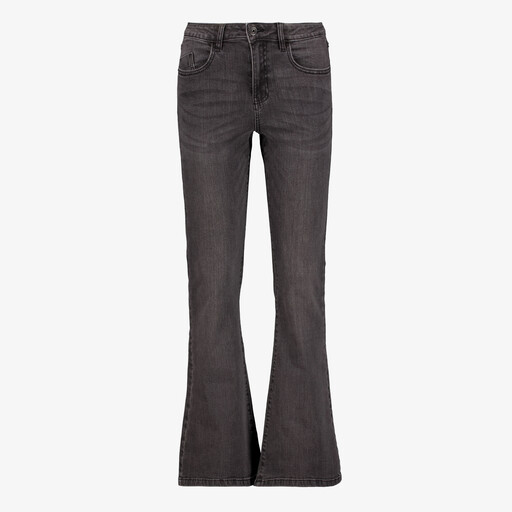 Dames flared jeans donkergrijs