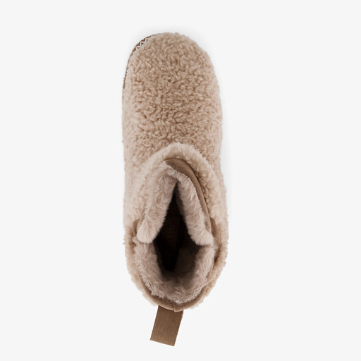 Gevoerde dames teddy pantoffels beige