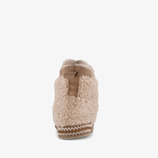 Gevoerde dames teddy pantoffels beige