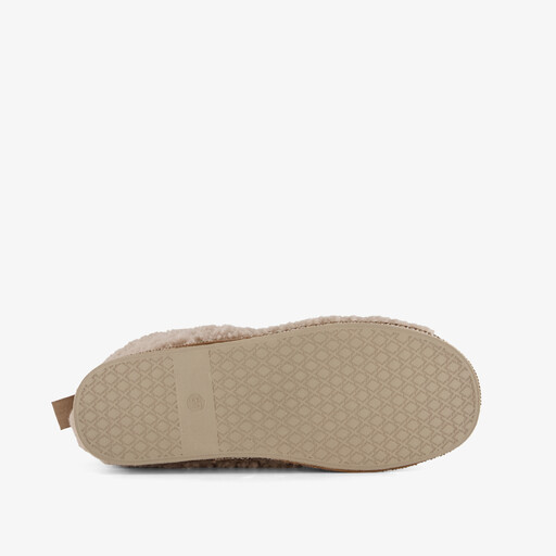 Gevoerde dames teddy pantoffels beige