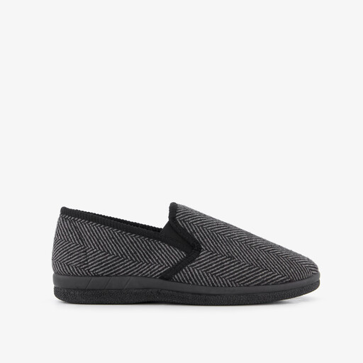Heren pantoffels met teddy voering grijs zwart