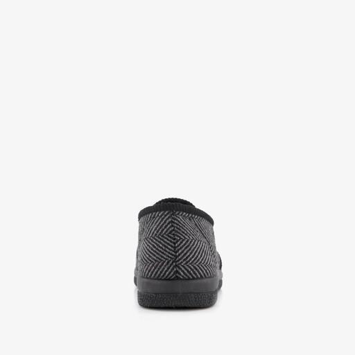 Heren pantoffels met teddy voering grijs zwart