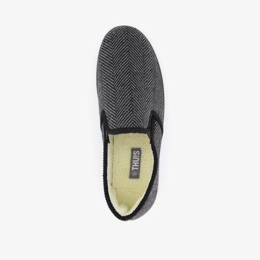 Heren pantoffels met teddy voering grijs zwart
