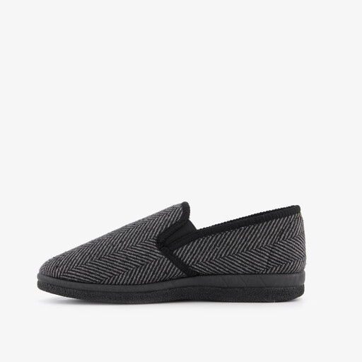 Heren pantoffels met teddy voering grijs zwart