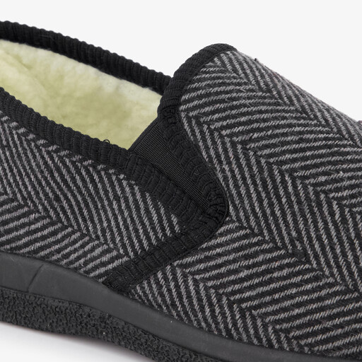 Heren pantoffels met teddy voering grijs zwart