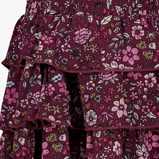 Meisjes rok met bloemenprint paars
