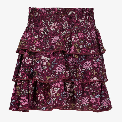 Meisjes rok met bloemenprint paars