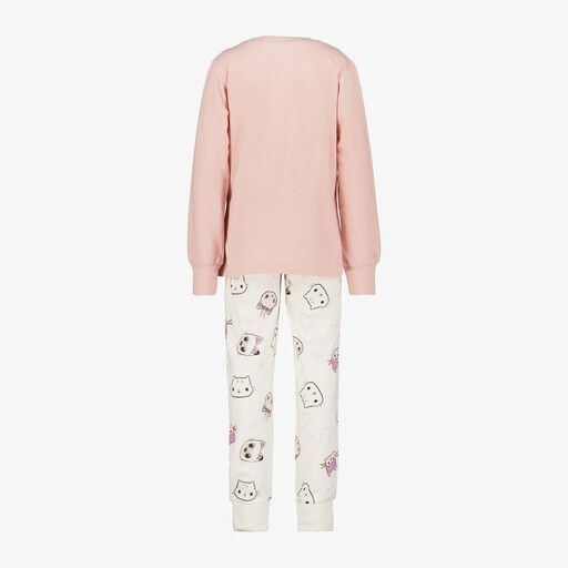 Meisjes pyjama roze wit