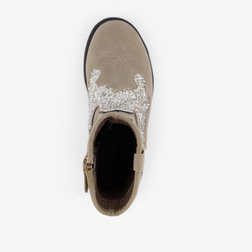 Bleu Box meisjes western boots met glitters beige