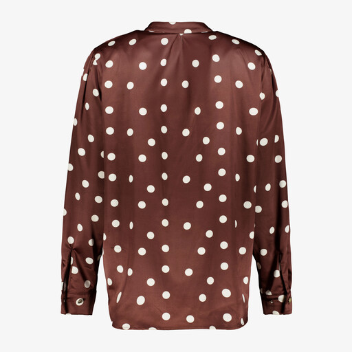 Dames blouse met witte stippen bruin
