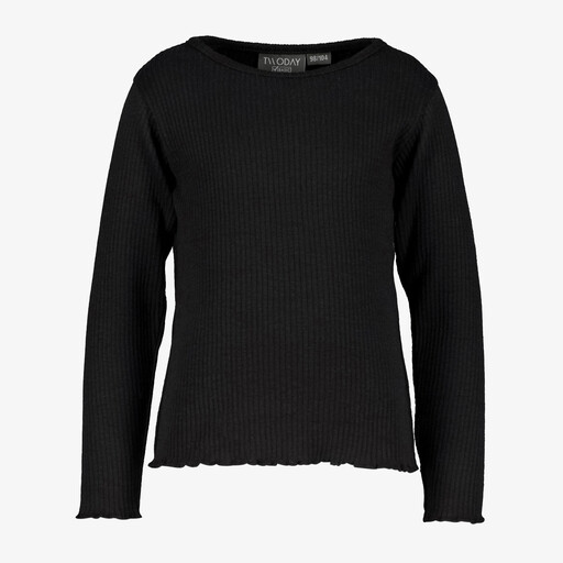 Meisjes shirt met lange mouwen zwart