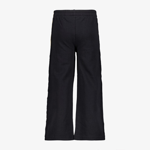 Meisjes broek met panterprint biezen zwart