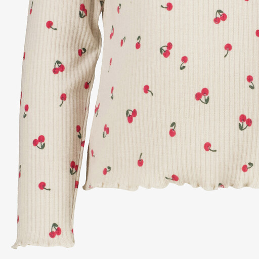 Meisjes shirt met lange mouwen en kersenprint
