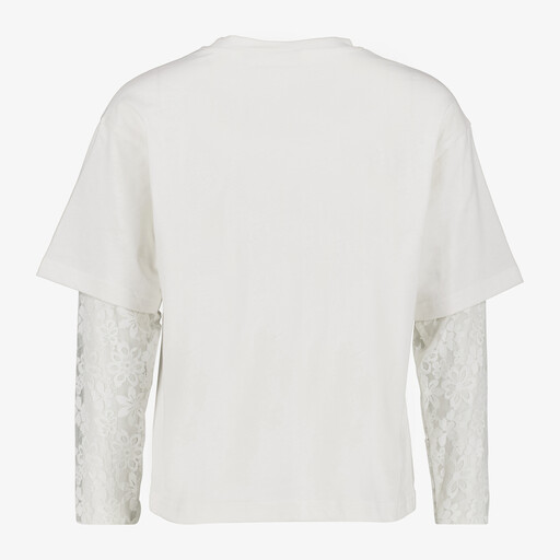 Meisjes shirt met lange kanten mouwen wit