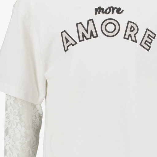 Meisjes shirt met lange kanten mouwen wit
