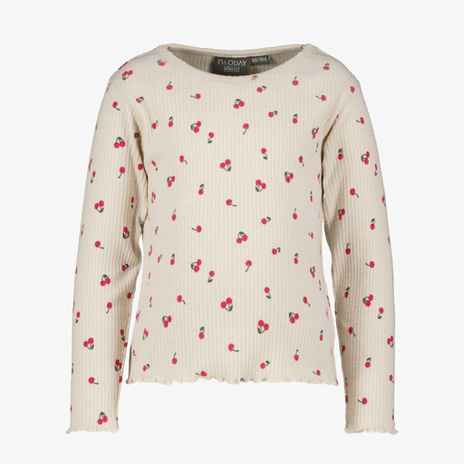 Meisjes shirt met lange mouwen en kersenprint