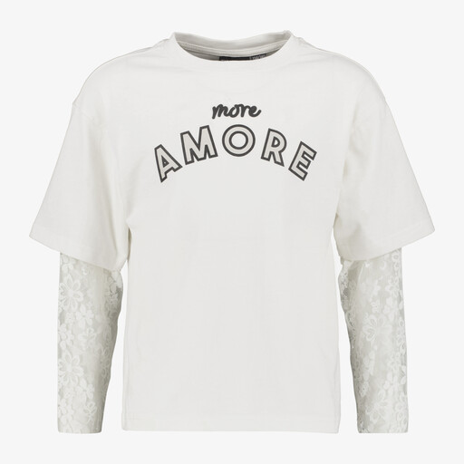 Meisjes shirt met lange kanten mouwen wit