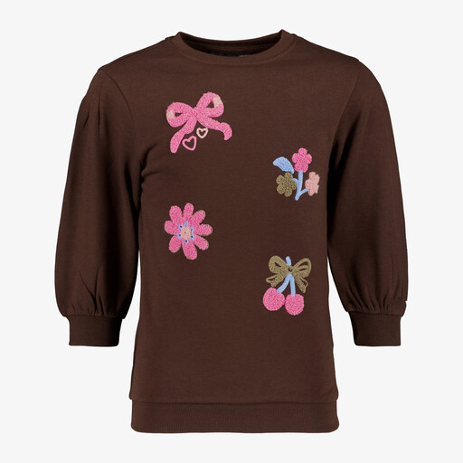 Meisjes sweater jurk bruin