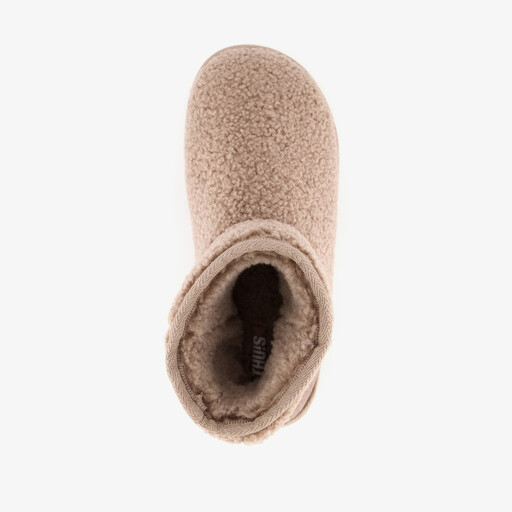Gevoerde teddy pantoffels beige