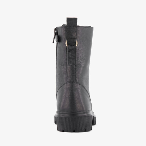 Leren meisjes veterboots zwart