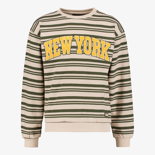 Gestreepte jongens sweater groen beige