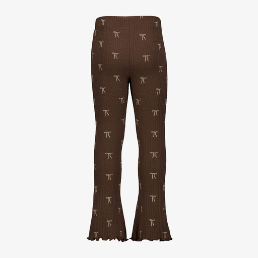 Flared meisjes broek met strikjes bruin