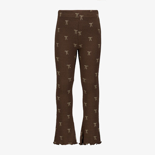 Flared meisjes broek met strikjes bruin